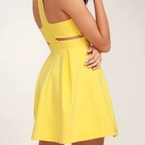 Lulus Cutout and About Yellow Skater Dress Size M
